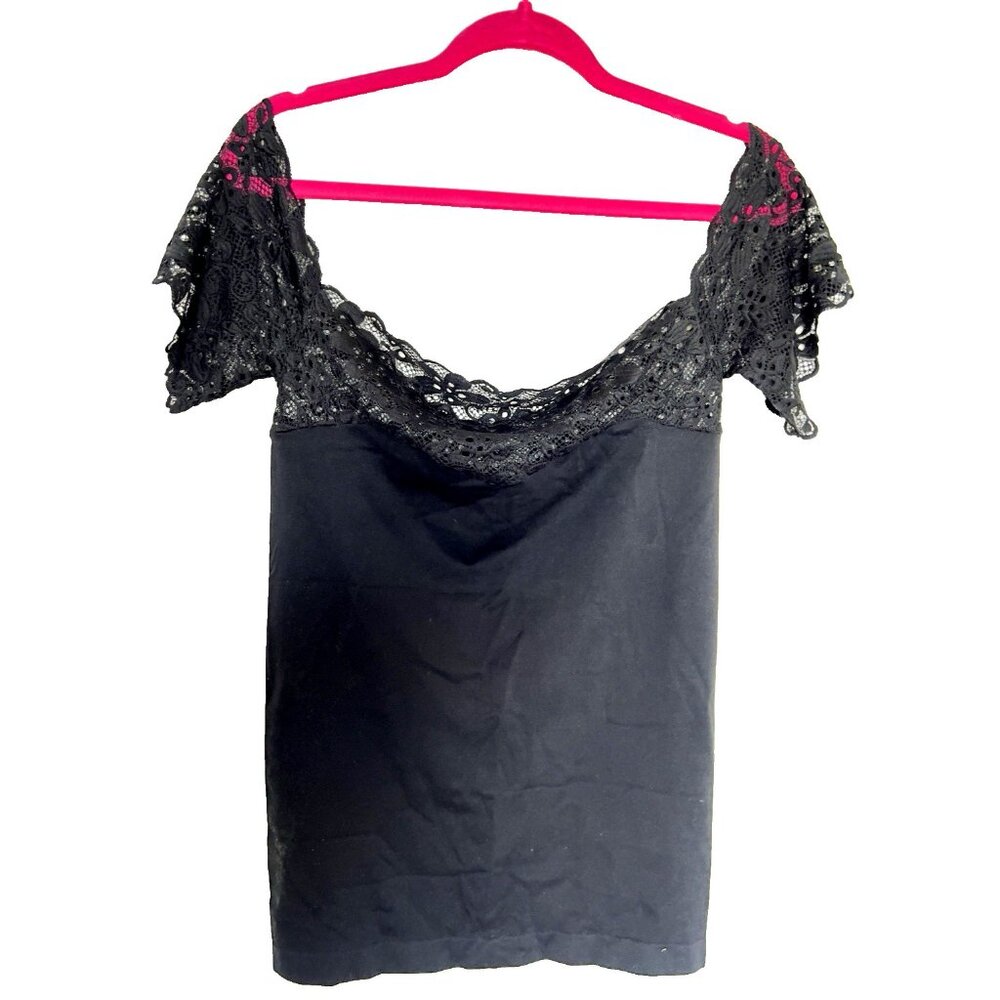 Lace Off Shoulder Top SoHo LADY Compression One Size Black Stretch Comfortable